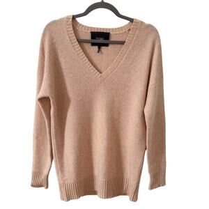 Maje Matty 100% Cashmere V-Neck Knit Sweater in "Nude" Size 2 (US M)